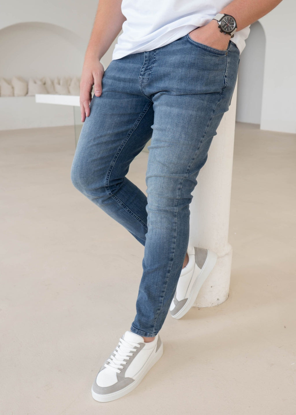 Slim Comfort Jeans In Stone Light Blue