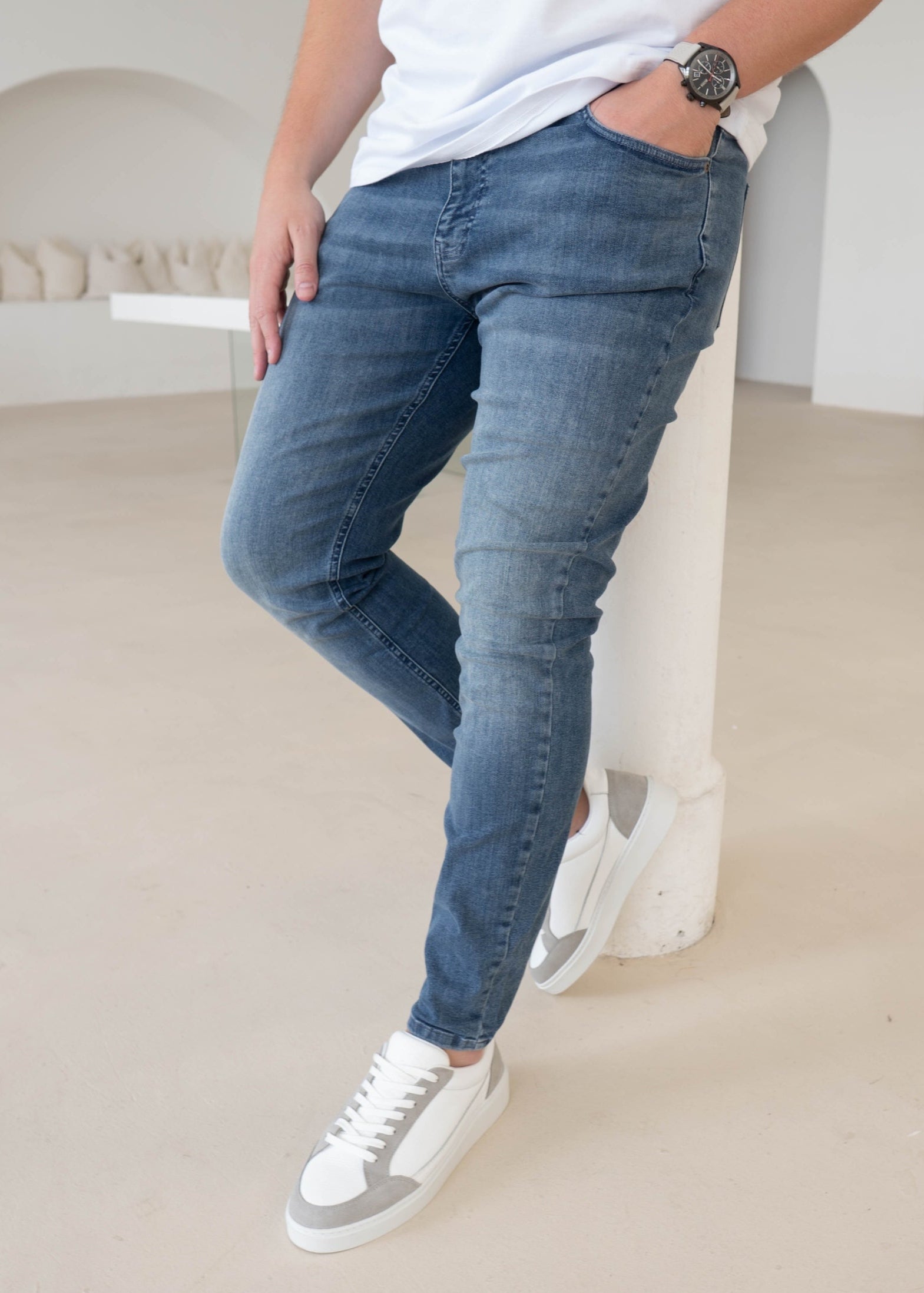 Slim Comfort Jeans In Stone Light Blue
