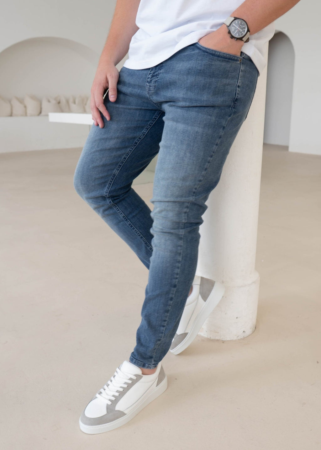 Slim Comfort Jeans In Stone Light Blue