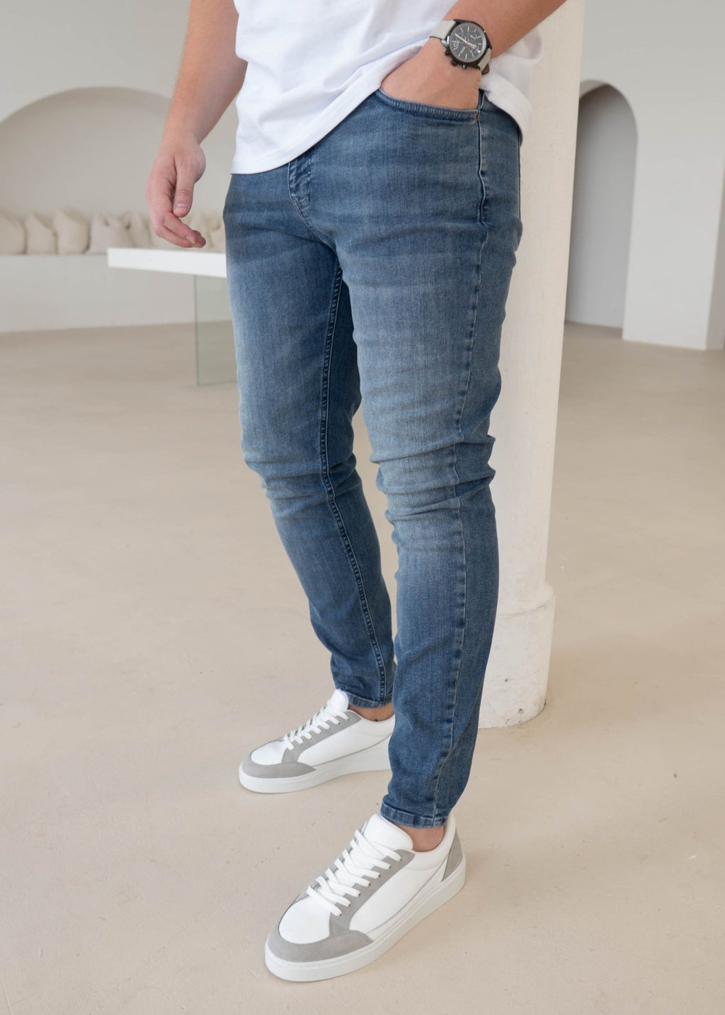 Slim Comfort Jeans In Stone Light Blue