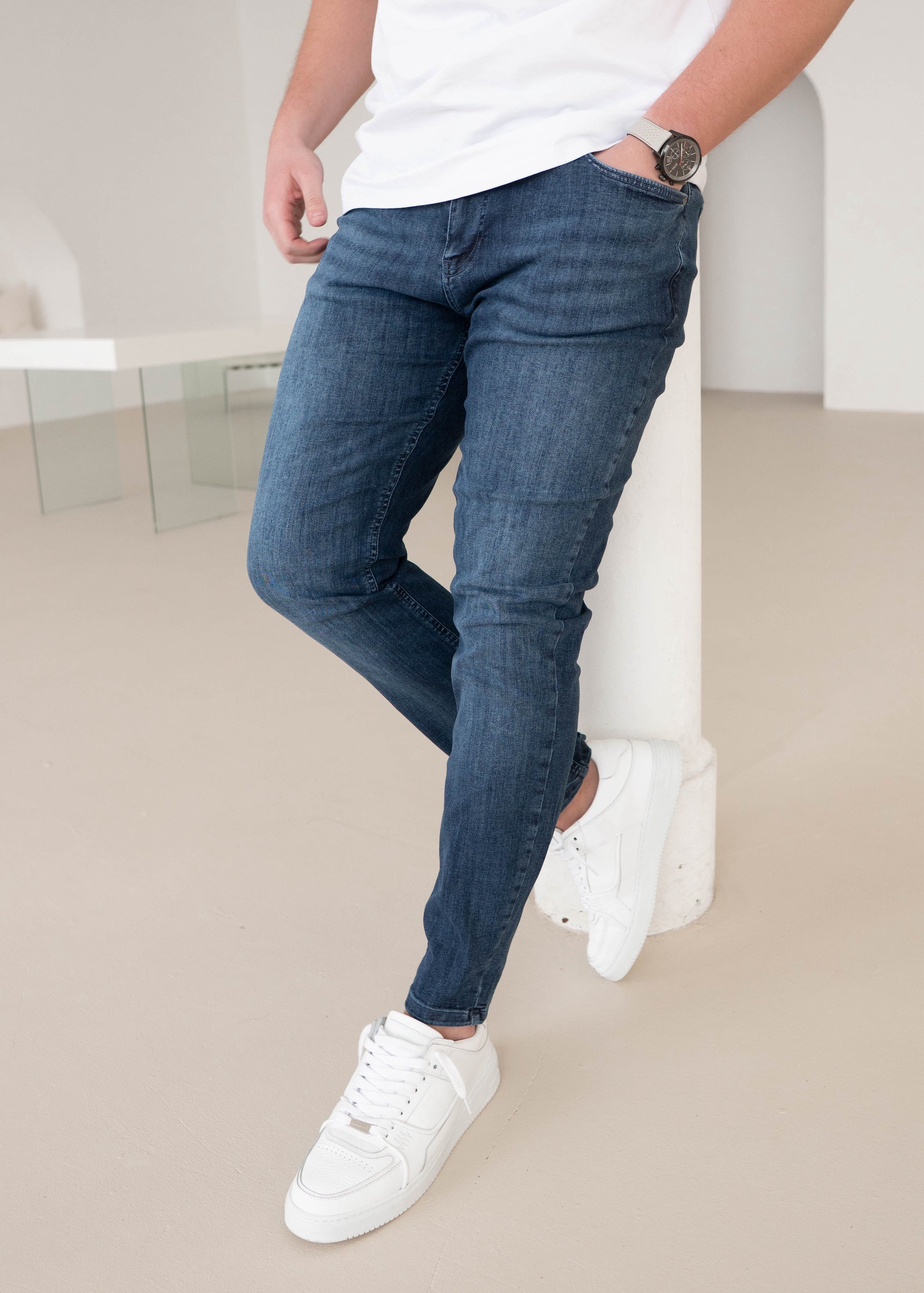 Slim Comfort Jeans In Mid Blue