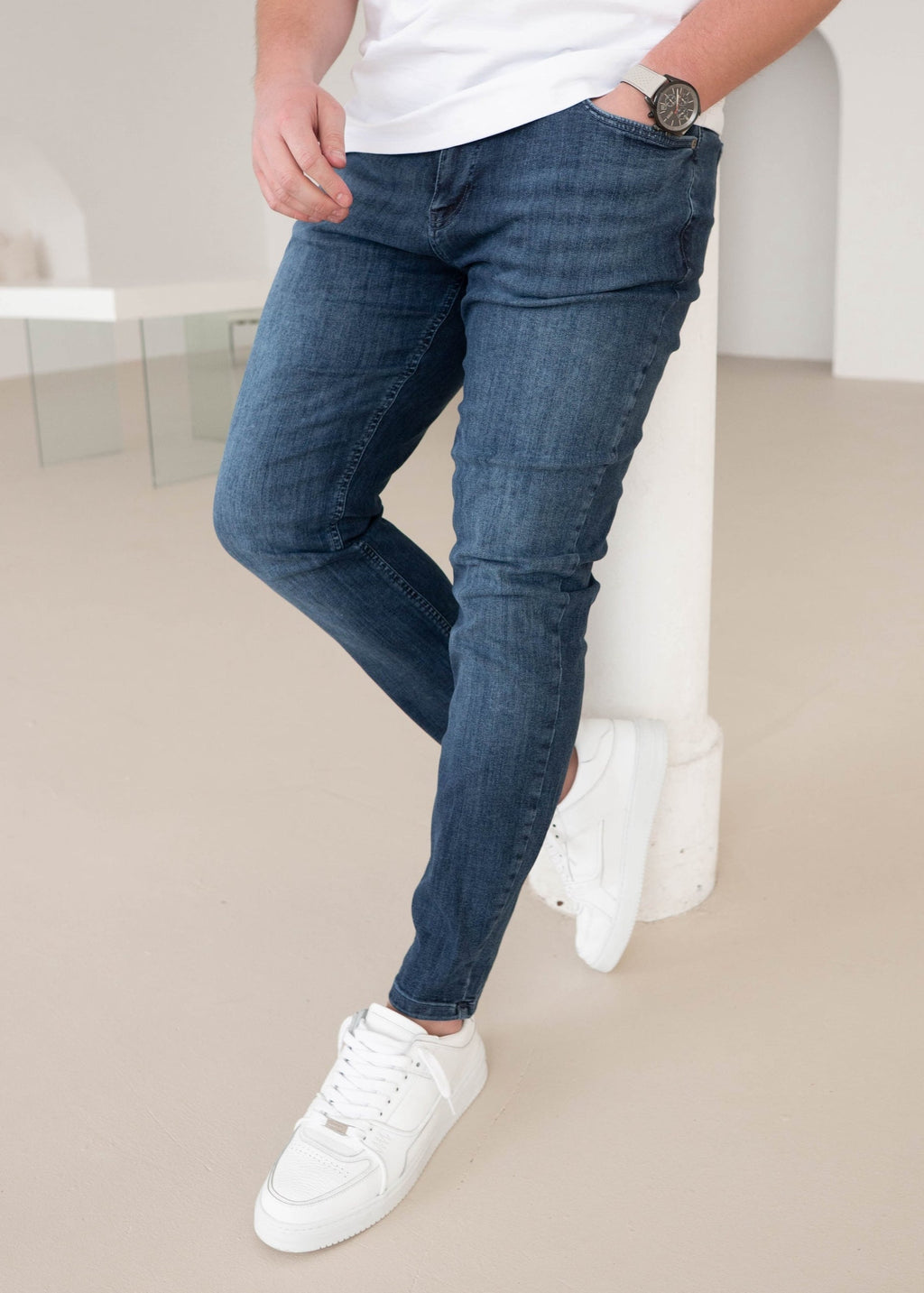 Slim Comfort Jeans In Mid Blue