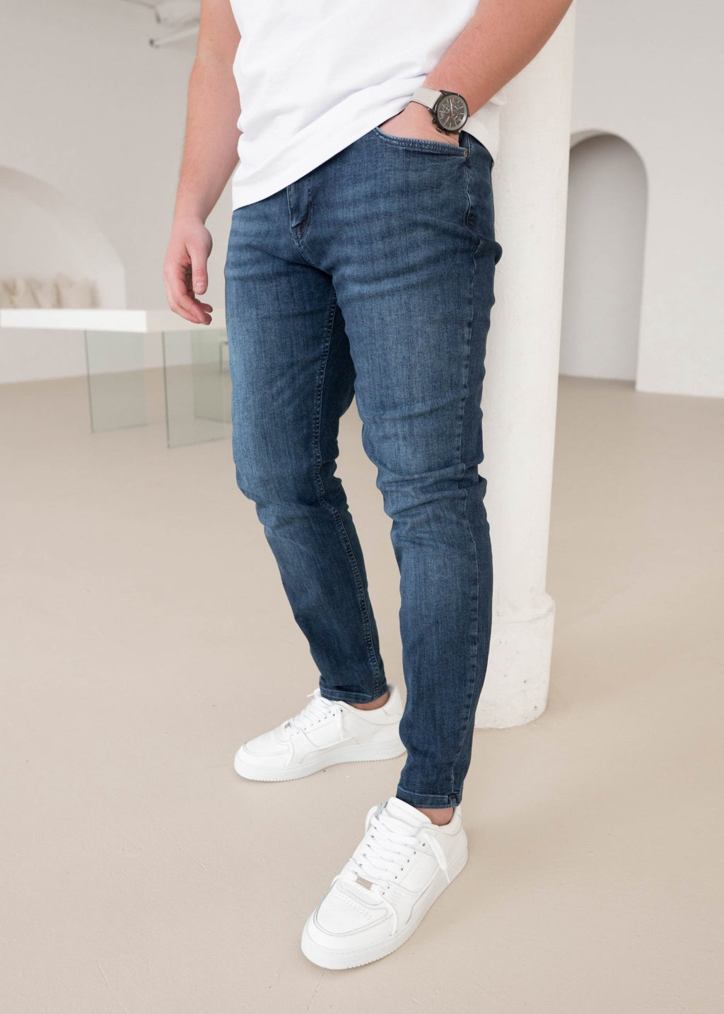 Slim Comfort Jeans In Mid Blue