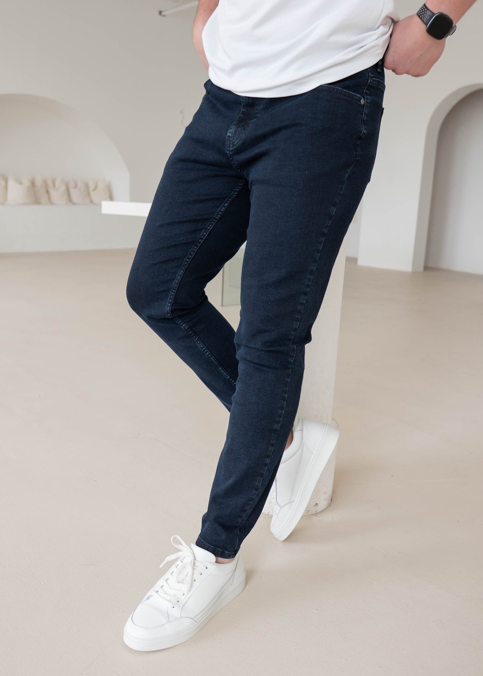 Slim Comfort Jeans In Navy Blue