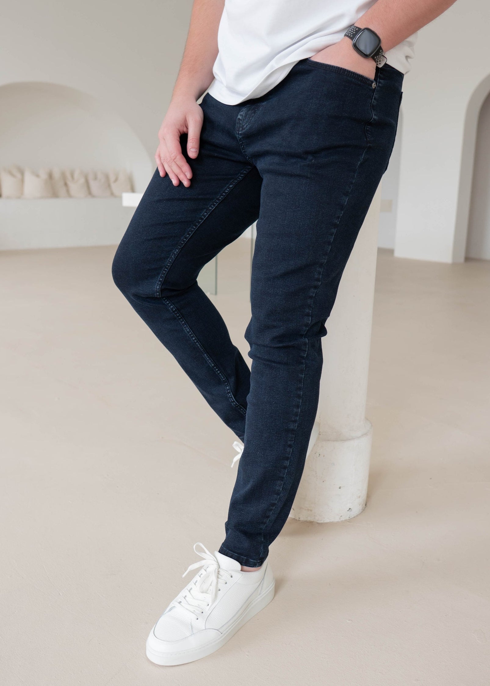 Slim Comfort Jeans In Navy Blue