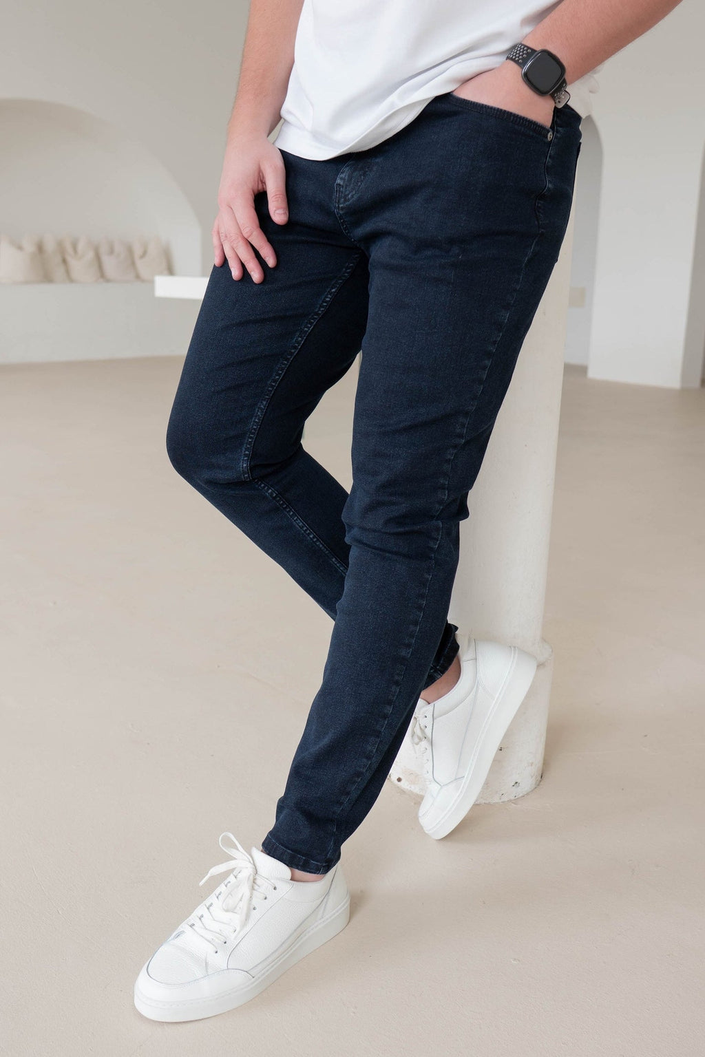 Slim Comfort Jeans In Navy Blue