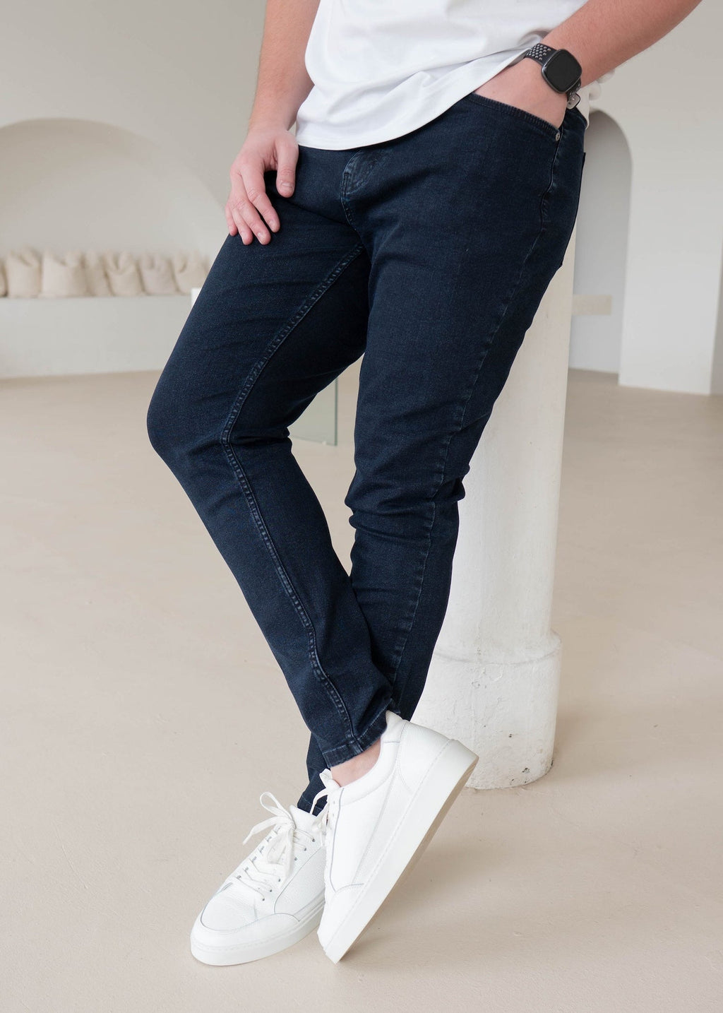 Slim Comfort Jeans In Navy Blue